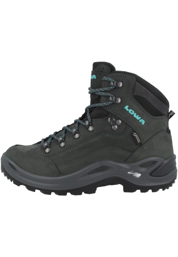 Buty trekkingowe damskie Lowa Renegade Gtx Mid. Wysokość cholewki: za kostkę. Zapięcie: sznurówki. Kolor: czarny, szary. Materiał: materiał, syntetyk. Szerokość cholewki: normalna
