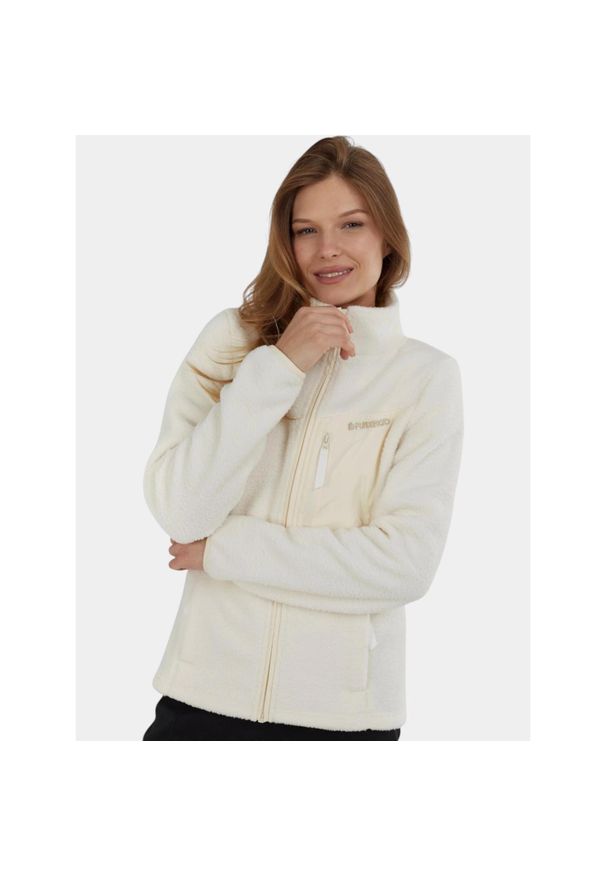 FUNDANGO - Sweter Damski Fundango Shiloh. Kolor: biały. Materiał: polar. Sport: turystyka piesza