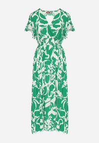 Born2be - Zielona Sukienka z Wiskozy z Kopertowym Dekoltem w Abstrakcyjny Wzór Taslevi. Okazja: na co dzień. Typ kołnierza: dekolt kopertowy. Kolor: zielony. Materiał: wiskoza. Typ sukienki: kopertowe. Styl: klasyczny, casual, elegancki #3