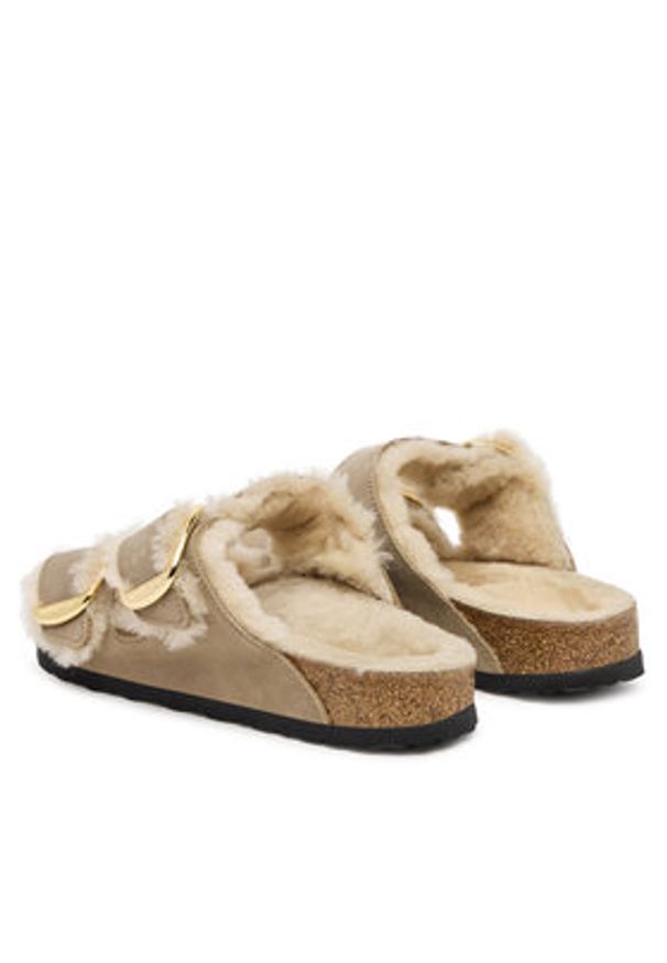 Birkenstock Klapki Arizona Big Buckle Shearling 1030384 Brązowy. Kolor: brązowy. Materiał: skóra