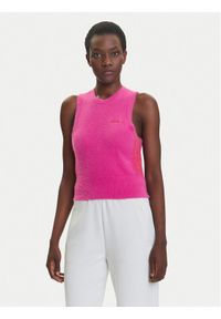 Adidas - adidas Top JW3648 Różowy Slim Fit. Kolor: różowy. Materiał: syntetyk