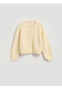 Reserved - Kardigan z wełną i alpaką - jasnożółty. Kolor: żółty. Materiał: wełna #1
