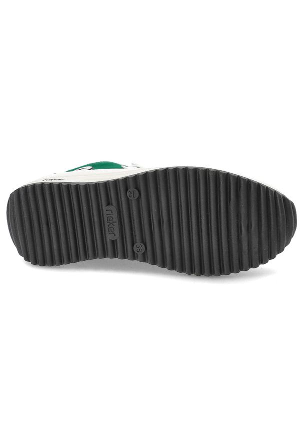 Zielone Sneakersy Rieker Modne Obuwie Damskie. Okazja: na spacer, na co dzień. Kolor: zielony. Materiał: materiał. Sezon: lato. Sport: turystyka piesza
