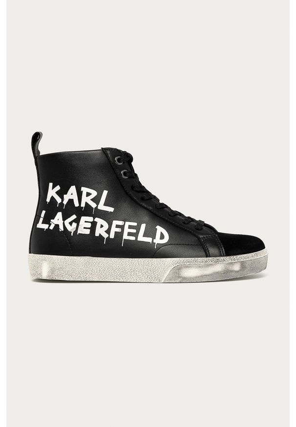 Karl Lagerfeld - Buty skórzane. Nosek buta: okrągły. Zapięcie: sznurówki. Kolor: czarny. Materiał: skóra. Szerokość cholewki: normalna. Obcas: na obcasie. Wysokość obcasa: niski