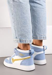 Born2be - Biało-Niebieskie Sneakersy Zoiido. Okazja: na co dzień. Wysokość cholewki: za kostkę. Nosek buta: okrągły. Kolor: biały. Materiał: jeans. Szerokość cholewki: normalna. Wzór: aplikacja #4