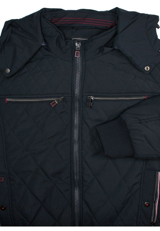 Pako Jeans - Kurtka Granatowa Pikowana Jesienno Zimowa z Kapturem, Delikatnie Ocieplana, Męska -PAKO JEANS. Typ kołnierza: kaptur. Kolor: niebieski. Materiał: tkanina, poliester. Sezon: zima, jesień