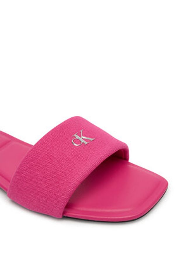 Calvin Klein Klapki Square Flat Sndl Canvas Hw HW0HW03129 Różowy. Kolor: różowy. Materiał: materiał