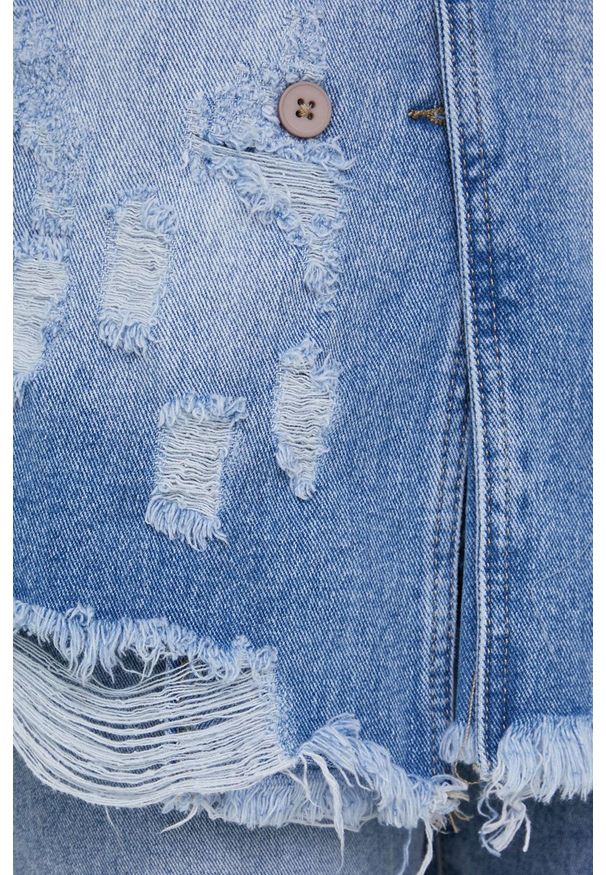 Answear Lab Kurtka jeansowa damska przejściowa. Okazja: na co dzień. Kolor: niebieski. Materiał: jeans. Wzór: gładki. Styl: wakacyjny
