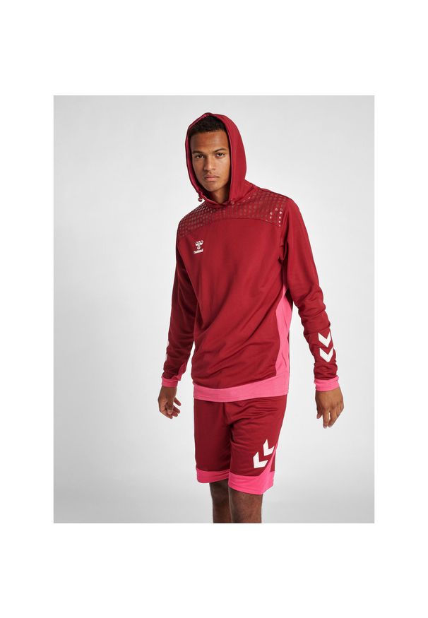 Bluza z kapturem Hummel hmlLEAD poly. Typ kołnierza: kaptur. Kolor: czerwony, wielokolorowy, brązowy. Sport: fitness