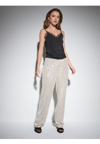 Sinsay - Spodnie wide leg z połyskującymi cekinami - srebrny. Kolor: srebrny #1