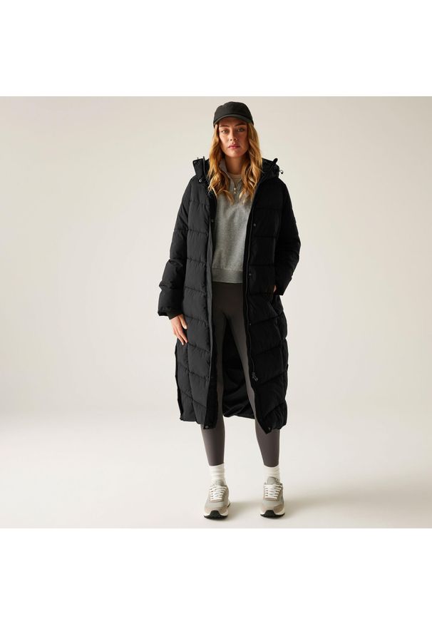 Regatta - Płaszcz damski zimowy ocieplany Eloria. Kolor: czarny. Materiał: poliester, syntetyk, puch. Sezon: zima. Sport: turystyka piesza