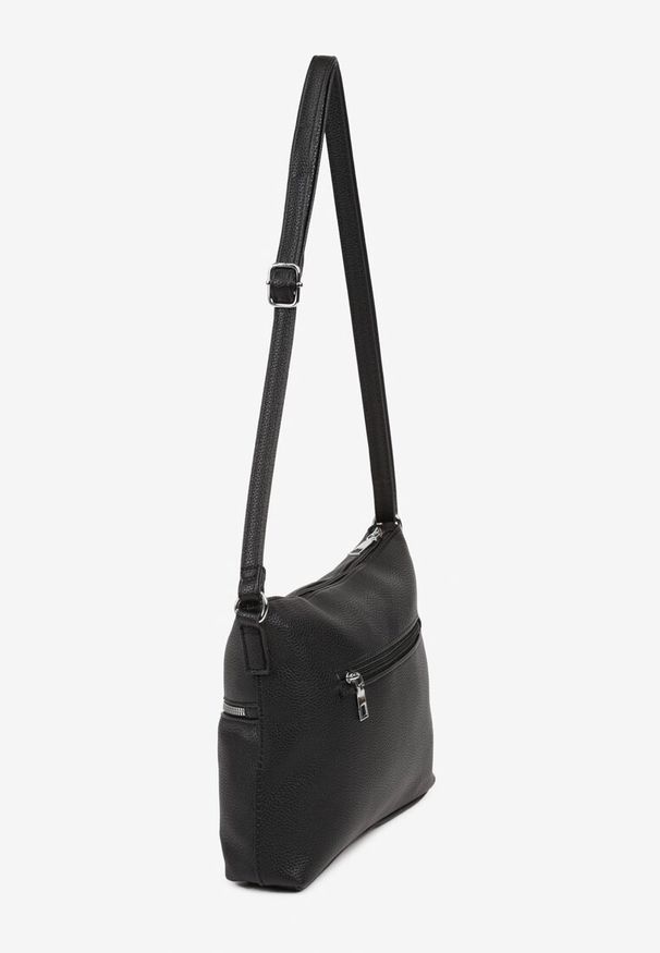 Born2be - Czarna Torebka z Regulowanym Paskiem i Ozdobnymi Suwakami Malarelle. Kolor: czarny. Styl: elegancki