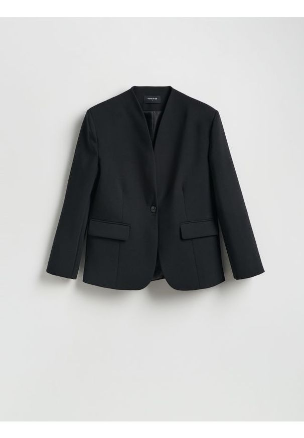 Reserved - Jednorzędowa marynarka - czarny. Kolor: czarny. Materiał: tkanina, wiskoza