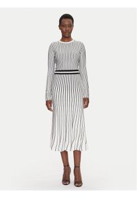 Fracomina Sukienka dzianinowa FS25SD5002K501N8 Biały Slim Fit. Kolor: biały. Materiał: wiskoza