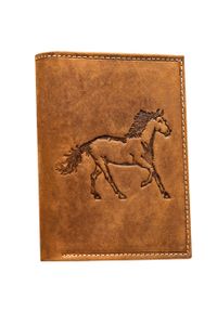 Inny - Portfel męski N4-CHM-HORSE brązowy. Kolor: brązowy. Materiał: skóra. Wzór: aplikacja