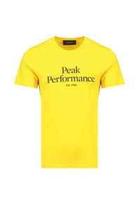 Peak Performance - T-shirt PEAK PERFORMANCE ORIGINAL TEE. Kolor: żółty. Materiał: bawełna. Wzór: napisy, nadruk