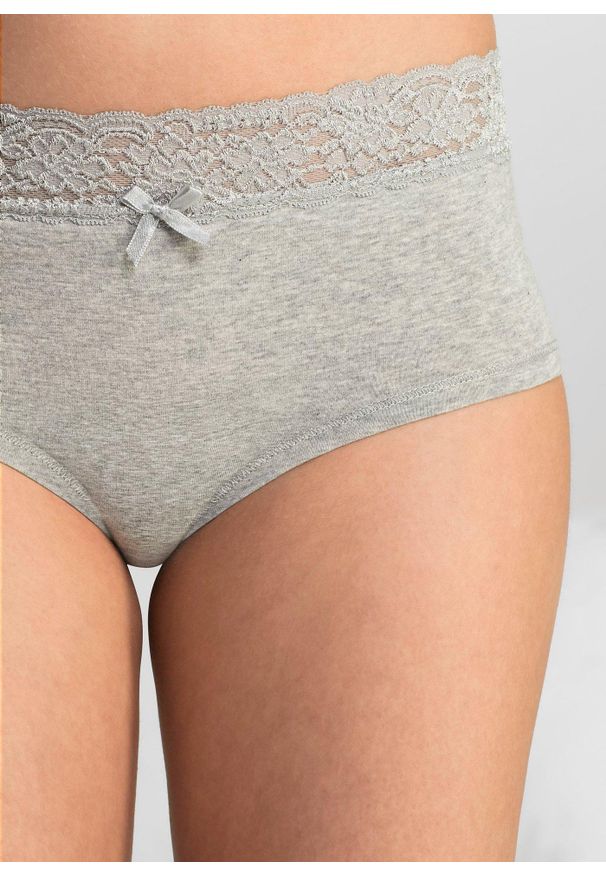 bonprix - Figi panty maxi (4 pary). Kolor: szary. Wzór: gładki