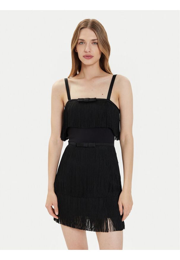 Elisabetta Franchi Sukienka koktajlowa AB-635-42E2 Czarny Regular Fit. Kolor: czarny. Materiał: syntetyk. Styl: wizytowy