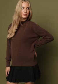 Born2be - Brązowy Sweter z Wełną i Wiskozą o Prostym Fasonie z Półgolfem Giolera. Okazja: na spotkanie biznesowe, do pracy, na co dzień. Kolor: brązowy. Materiał: wiskoza, wełna. Długość rękawa: długi rękaw. Długość: długie. Styl: elegancki, biznesowy, casual #3