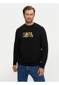 Karl Lagerfeld - KARL LAGERFELD Bluza 705091 544917 Czarny Regular Fit. Typ kołnierza: dekolt w karo. Kolor: czarny. Materiał: bawełna #1