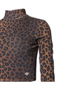 Adidas - adidas Bluzka Leopard JW2772 Brązowy Slim Fit. Kolor: brązowy. Materiał: syntetyk