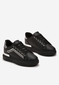 Born2be - Czarne Sneakersy z Brokatowymi Wstawkami i Cyrkoniami Ilvia. Wysokość cholewki: przed kostkę. Kolor: czarny. Szerokość cholewki: normalna #3