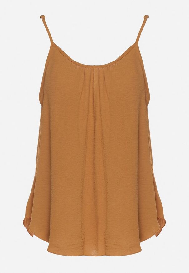 Born2be - Jasnobrązowy Klasyczny Top z Bawełną Pumera. Okazja: na co dzień. Kolor: brązowy. Materiał: bawełna. Długość rękawa: na ramiączkach. Styl: klasyczny