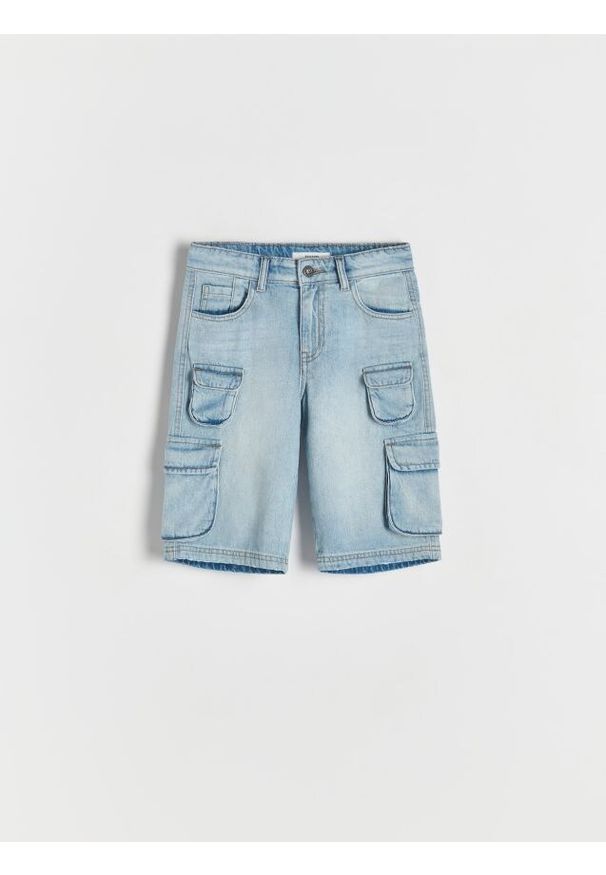 Reserved - Denimowe szorty - niebieski. Kolor: niebieski. Materiał: tkanina, bawełna