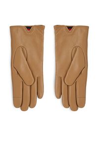 TOMMY HILFIGER - Tommy Hilfiger Rękawiczki Damskie Essential Flag Leather Gloves AW0AW15360 Beżowy. Kolor: beżowy. Materiał: skóra