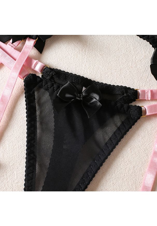 Intica - Komplet bielizny z miękkiego materiału z regulowanymi paskami Mirtha. Kolor: wielokolorowy. Materiał: materiał. Wzór: paski