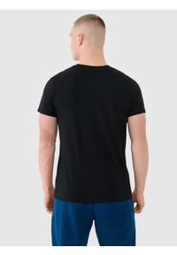 4f - 4F T-shirt regular gładki męski - czarny L. Okazja: na co dzień. Kolor: czarny. Materiał: dzianina, bawełna, jersey. Długość rękawa: krótki rękaw. Długość: krótkie. Wzór: gładki. Styl: klasyczny, sportowy, casual