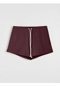 Sinsay - Szerokie szorty dresowe z rozcięciem - bordowy. Kolor: czerwony. Materiał: dresówka #1