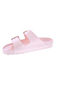 Klapki damskie Birkenstock Arizona Eva. Zapięcie: klamry. Kolor: różowy. Materiał: syntetyk, materiał. Sport: turystyka piesza