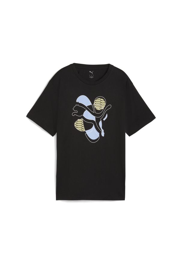 Puma - Damska koszulka o luźnym kroju z energetyzującą grafiką PUMA. Kolor: czarny. Sport: bieganie