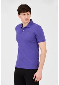 La Martina - LA MARTINA Fioletowe męskie polo z małym logo, Rozmiar XXL. Typ kołnierza: polo. Kolor: fioletowy #4