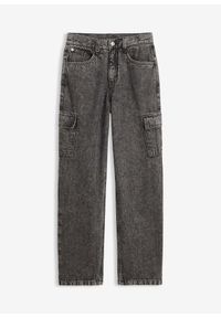 bonprix - Dżinsy o kroju loose fit, z regulowanym pasem, straight. Kolor: czarny #1