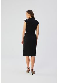 Stylove - Elegancka sukienka ołówkowa midi czarna. Okazja: do pracy, na spotkanie biznesowe. Kolor: czarny. Typ sukienki: ołówkowe. Styl: elegancki. Długość: midi #4