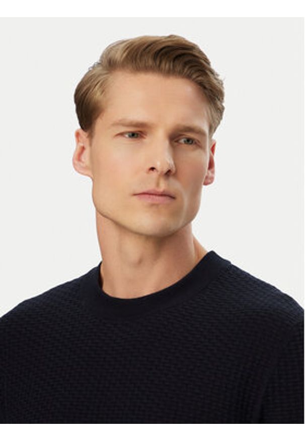BOSS Sweter H-Nilton 50560468 Granatowy Regular Fit. Kolor: niebieski. Materiał: bawełna