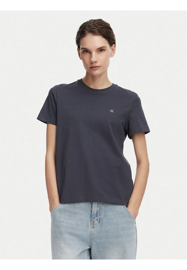 Calvin Klein Jeans T-Shirt Monogram LV047B224G Szary ciemny Regular Fit. Kolor: szary. Materiał: bawełna