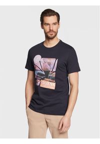 Guess T-Shirt Sunset Flower M3GI29 I3Z14 Granatowy Slim Fit. Kolor: niebieski. Materiał: bawełna