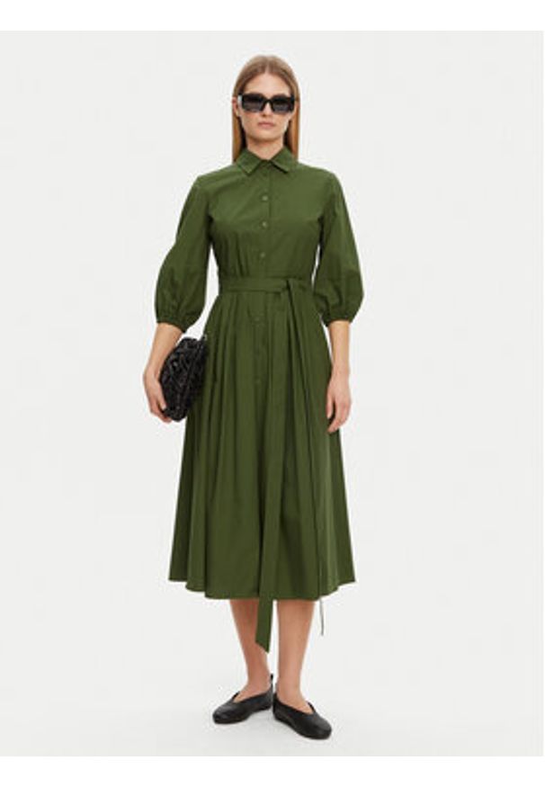 Weekend Max Mara Sukienka koszulowa Kenita 2515221202 Zielony Regular Fit. Kolor: zielony. Materiał: bawełna. Typ sukienki: koszulowe