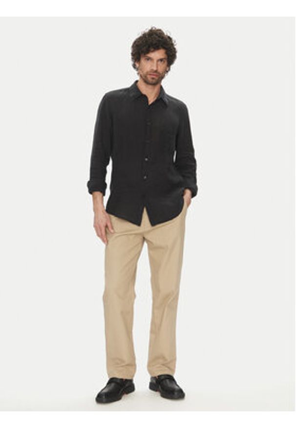 BOSS Koszula 50537381 Czarny Regular Fit. Kolor: czarny. Materiał: len