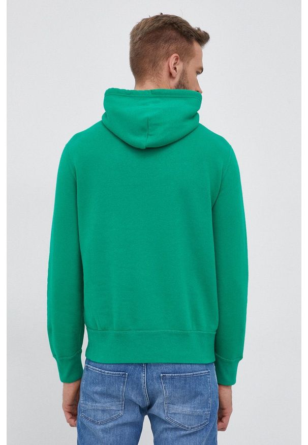 Polo Ralph Lauren Bluza męska kolor zielony z kapturem gładka. Okazja: na co dzień. Typ kołnierza: polo, kaptur. Kolor: zielony. Materiał: dzianina. Wzór: gładki. Styl: casual