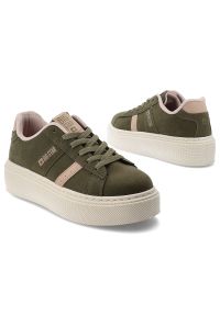 Big-Star - Zielone Sneakersy Big Star Stylowe Obuwie Damskie. Okazja: na co dzień. Zapięcie: sznurówki. Kolor: zielony. Materiał: jeans, materiał. Obcas: na platformie #7
