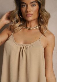 Renee - Beżowy Basicowy Top z Bawełną Thireldi. Kolor: beżowy. Materiał: bawełna. Sezon: lato