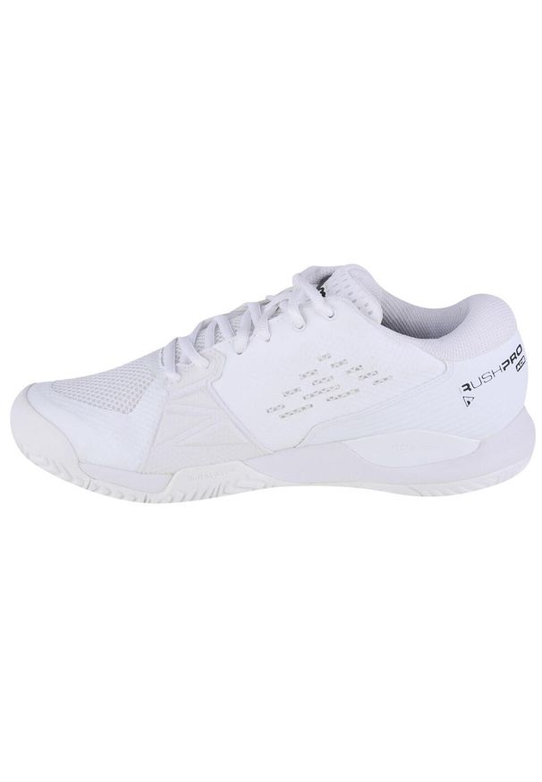 Buty do tenisa męskie Wilson Rush Pro Ace. Zapięcie: sznurówki. Kolor: biały. Materiał: materiał, guma, syntetyk. Szerokość cholewki: normalna. Sport: tenis