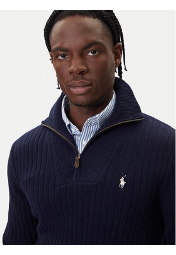 Polo Ralph Lauren Sweter 710974167001 Granatowy Regular Fit. Typ kołnierza: polo. Kolor: niebieski. Materiał: bawełna