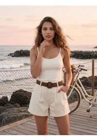 Sinsay - Pasek z klamrą z domieszką wiskozy - brązowy. Kolor: brązowy. Materiał: wiskoza #1