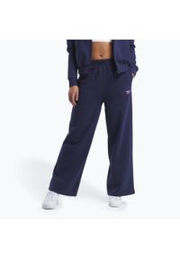 Reebok Fitness - Spodnie damskie Reebok Identity Small Logo Fleece WIde Leg. Kolor: niebieski. Sport: fitness #1