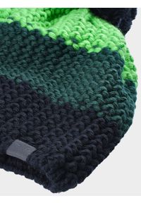 4f - Czapka zimowa z dodatkiem wełny chłopięca - zielona. Kolor: zielony. Materiał: wełna. Wzór: ze splotem. Sezon: zima
